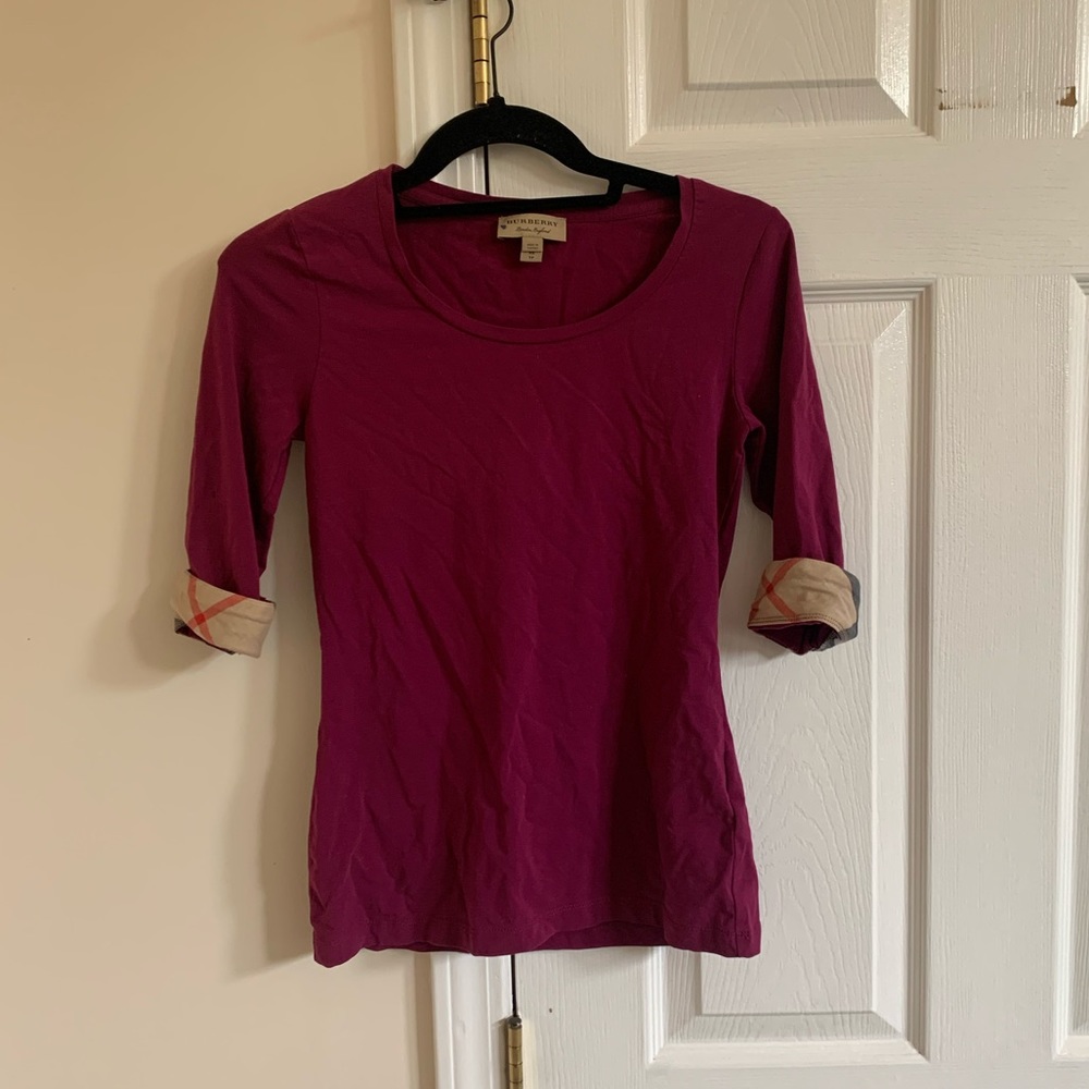 Purple Burberry Quarter Sleeve Top